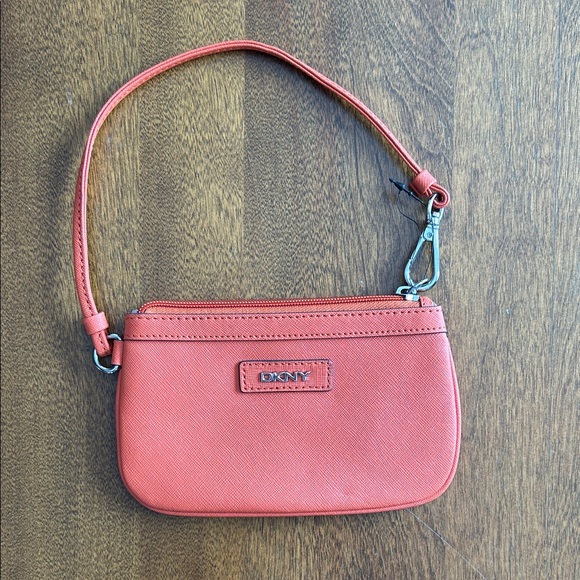 Dkny Handbags - DKNY Vibrant Orange Leather Wristlet